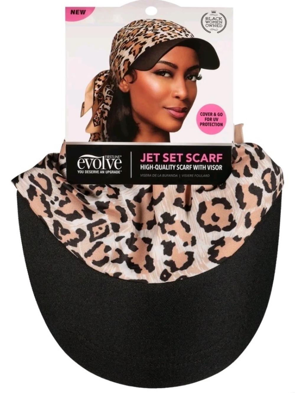REVOLVE Jet Set Scarf with Visor - Leopard Print (Tan/Black)